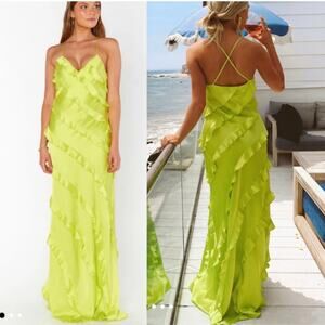 NEW NWT Show Me Your MuMu Romance Ruffle Dress Lime Small